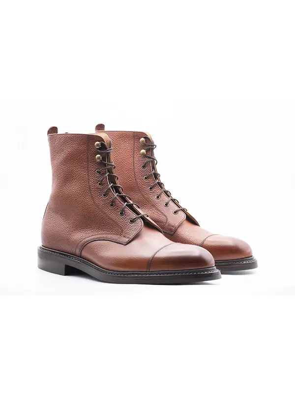 Cheaney Men's Elliott II R Capped Derby Boots - Mahogany Grain Leather Image 5
