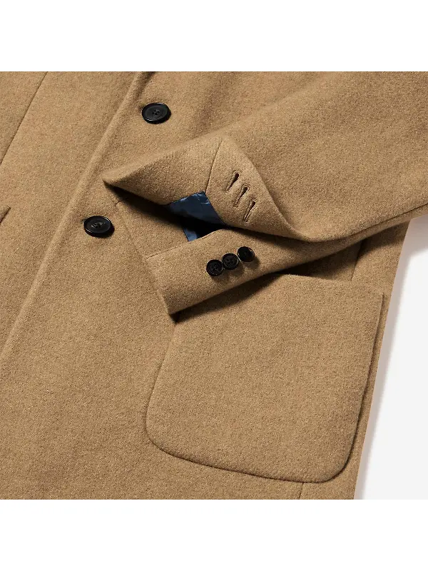 Oliver Sweeney Men's Eglinton Italian Recycled Wool Overcoat - Wheat Image 9