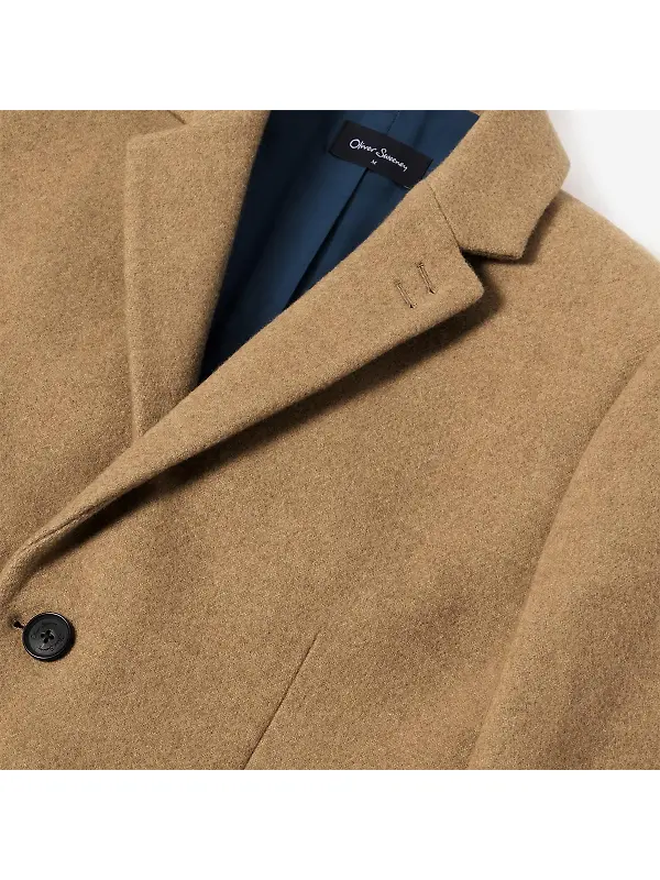 Oliver Sweeney Men's Eglinton Italian Recycled Wool Overcoat - Wheat Image 11