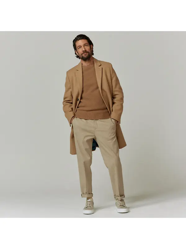 Oliver Sweeney Men's Eglinton Italian Recycled Wool Overcoat - Wheat Image 6