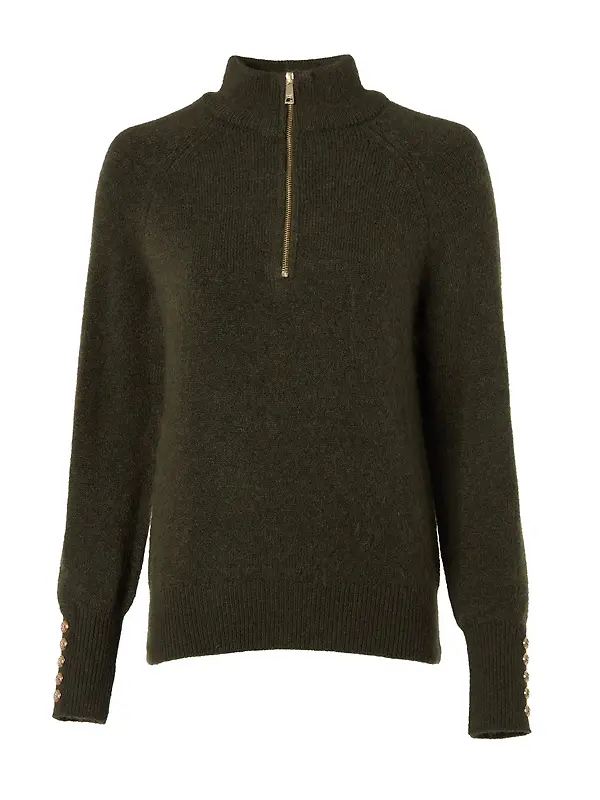 Holland Cooper Women's Tori Quarter Zip Knit - Forest Green Image 1