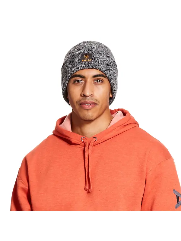 Ariat Men's Rebar Watch Cap Beanie - Black/White Heather Product Image