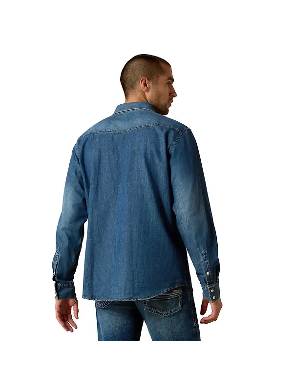 Ariat Men's Denim Retro Fit Shirt - Stone Image 2
