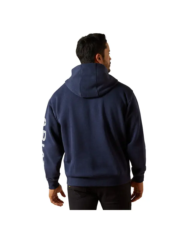 Ariat Men's Rebar Lightweight Logo Hoodie - Navy Heather/Alloy Image 2