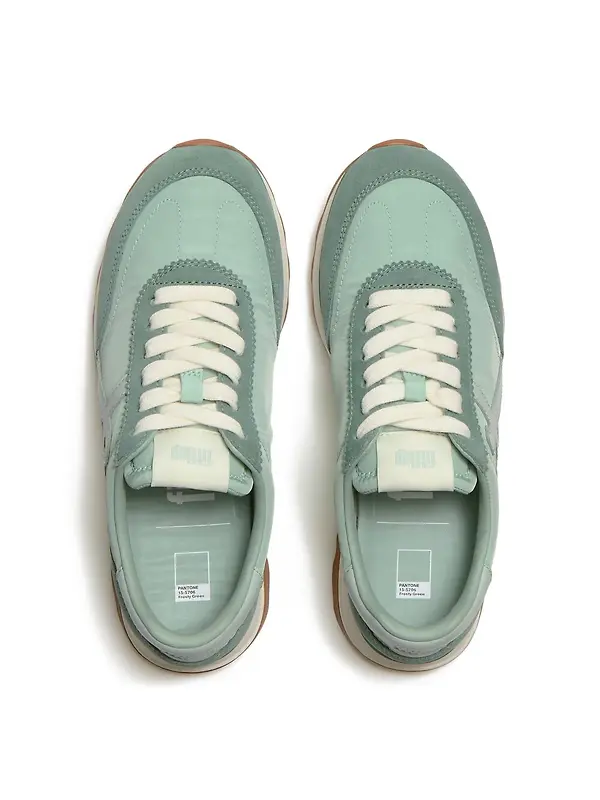 FitFlop x Pantone Women's Retro-Q Suede Trainers - Frosty Green Image 7