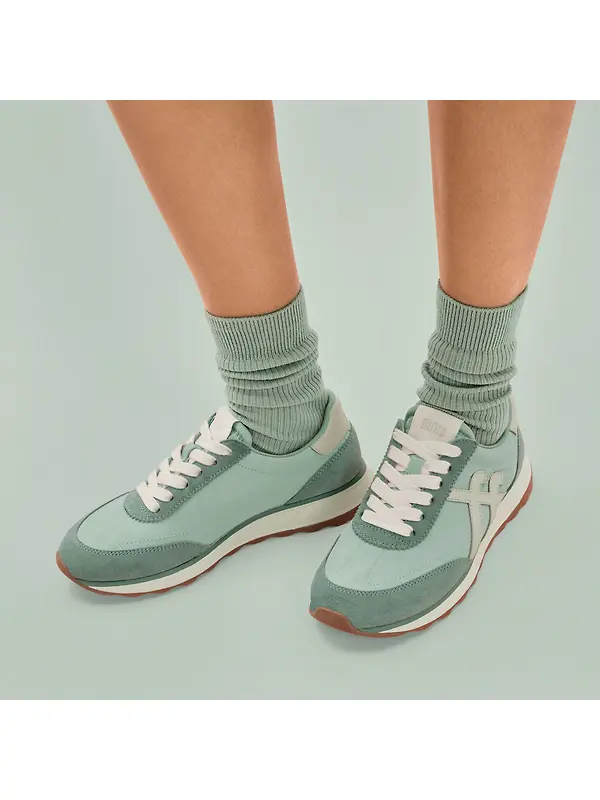 FitFlop x Pantone Women's Retro-Q Suede Trainers - Frosty Green Image 2