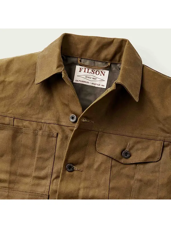 Filson Tin Cloth Short Lined Cruiser Jacket - Dark Tan Image 4