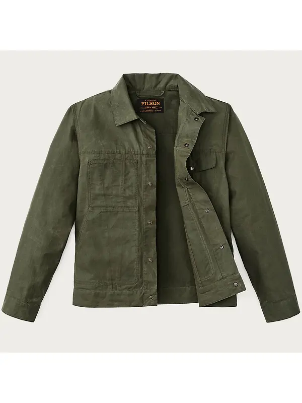 Filson Men's Dry Wax Short Cruiser Jacket - Olive Image 3