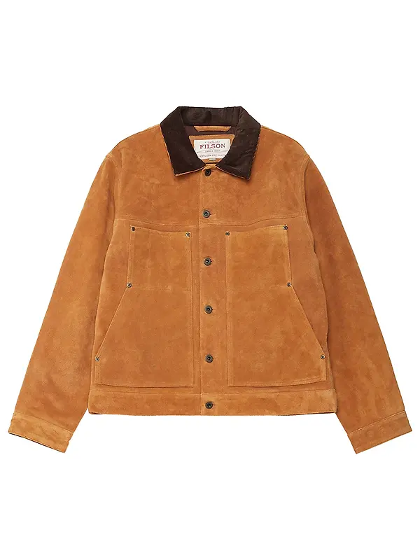 Filson Men's Suede Short Cruiser Roughout Suede Jacket - Saddle Brown Image 1