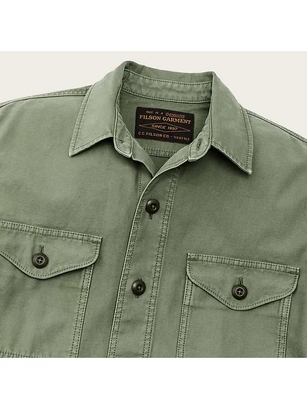Filson Men's Cotton Field Jac-Shirt - Washed Fatigue Green Image 7
