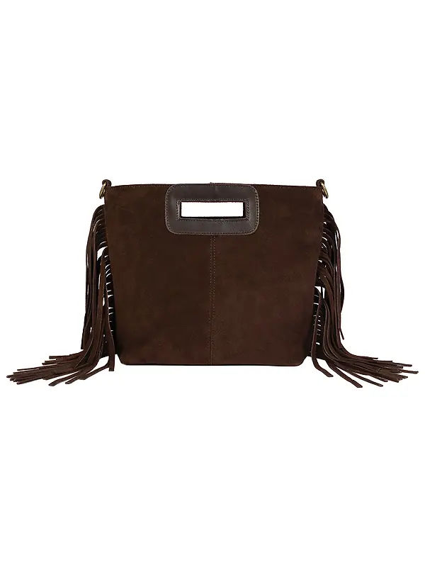 Penelope Chilvers Women's Fringe Handy Suede Bag - Ebony Image 1