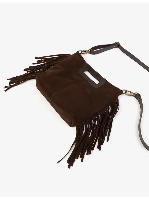 Penelope Chilvers Women's Fringe Handy Suede Bag - Ebony Image 2