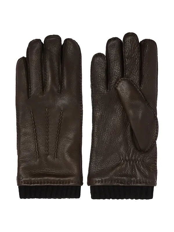 Oliver Sweeney Men's Faversham Deer Leather Gloves - Dark Brown Image 1