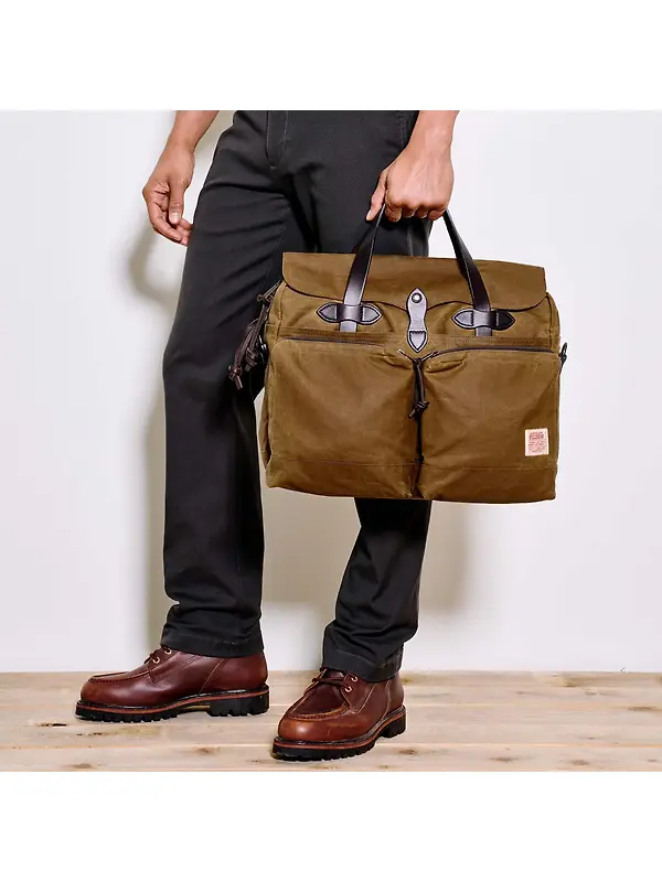 Filson 24 Hour Tin Cloth Briefcase - Dark Tan Image 12