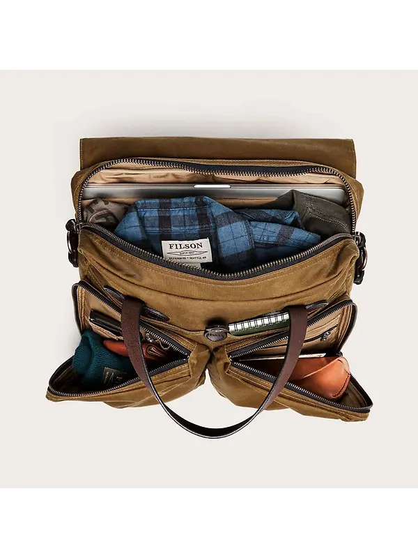 Filson 24 Hour Tin Cloth Briefcase - Dark Tan Image 9