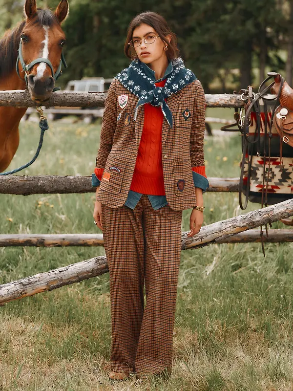 Joules Women's Albury Wide Leg Trousers - Brown Dogtooth Image 2