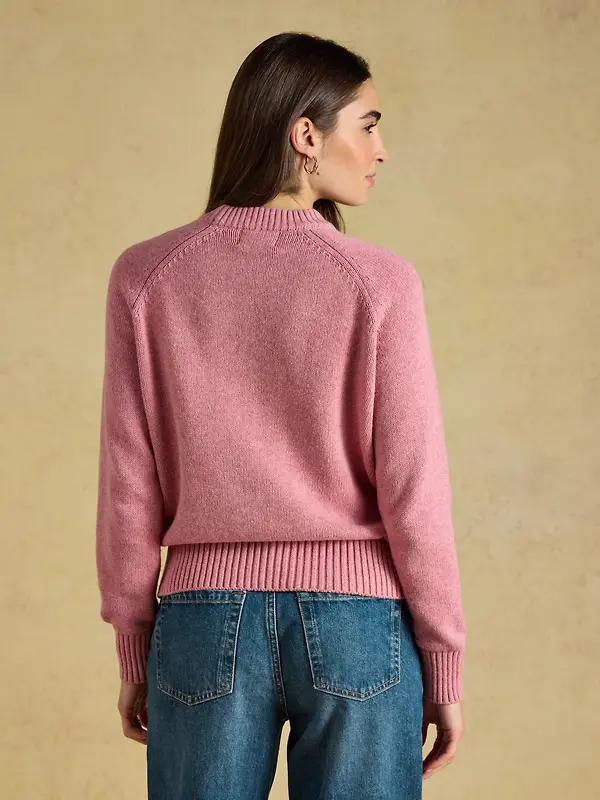 Joules Women's Dachshund Cotton Blend Crew Neck Knitted Jumper - Pink Image 3