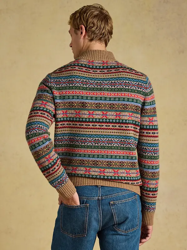 Joules Men's Fairisle Wool Rich Quarter Zip Jumper - Multi Image 3