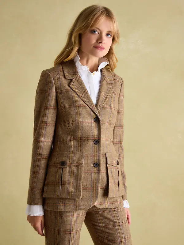 Joules Women's Foxley Tweed Suit Blazer - Check Image 3