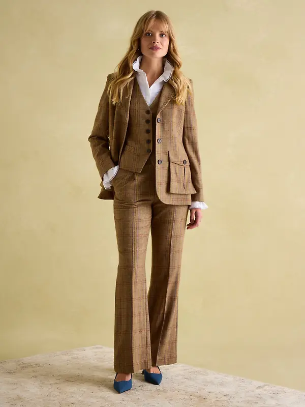 Joules Women's Foxley Tweed Suit Blazer - Check Image 2