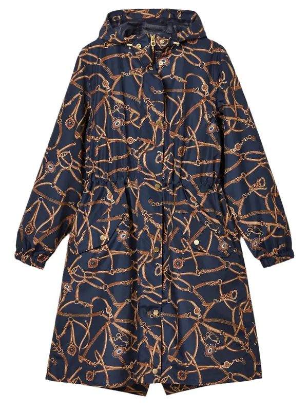 Product image of Joules Women's Holkham Waterproof Packable Hooded Raincoat - Navy Blue Bridle