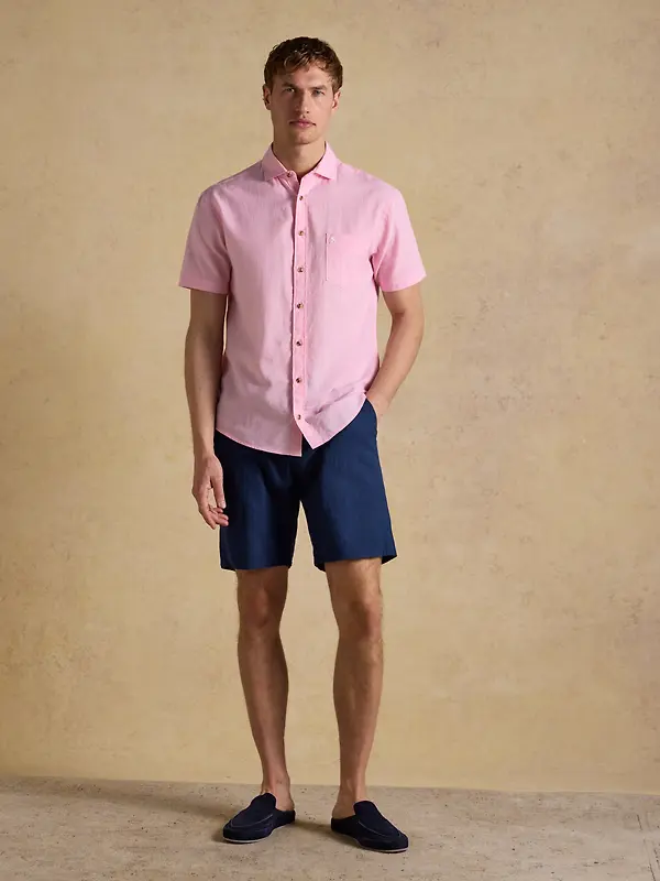 Joules Men's Linen Blend Shorts - Dark Blue Image 4