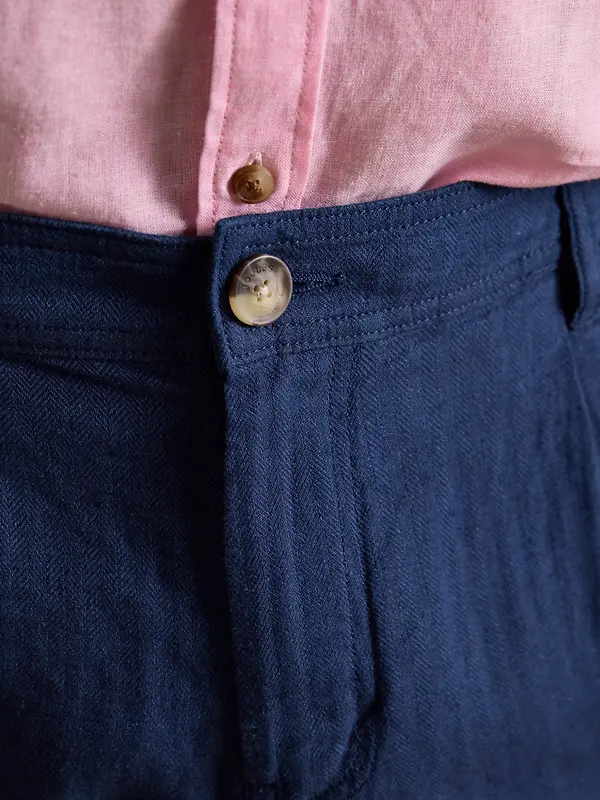 Joules Men's Linen Blend Shorts - Dark Blue Image 5