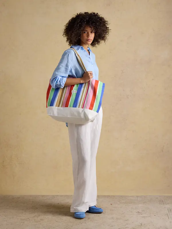 Joules Women's Promenade Canvas Tote Bag - Multi Stripe Image 3