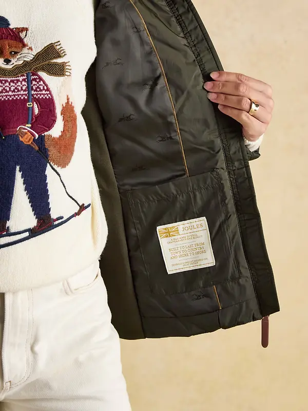 Joules Women's Braemar Luxe Showerproof Diamond Quilted Coat - Khaki Green Image 8