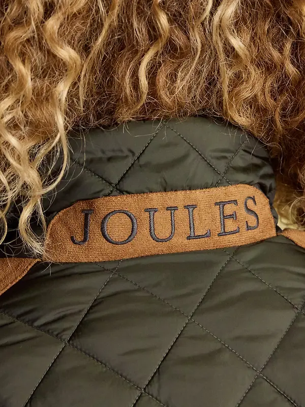 Joules Women's Braemar Luxe Showerproof Diamond Quilted Coat - Khaki Green Image 9