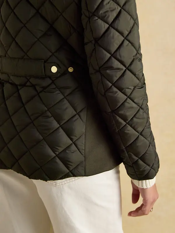 Joules Women's Braemar Luxe Showerproof Diamond Quilted Coat - Khaki Green Image 11