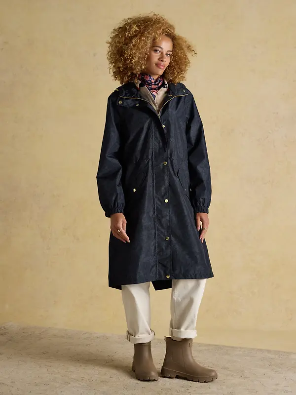 Joules Women's Holkham Waterproof Packable Raincoat - Navy Floral Tonal Image 2