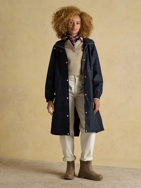 Joules Women's Holkham Waterproof Packable Raincoat - Navy Floral Tonal Image 4