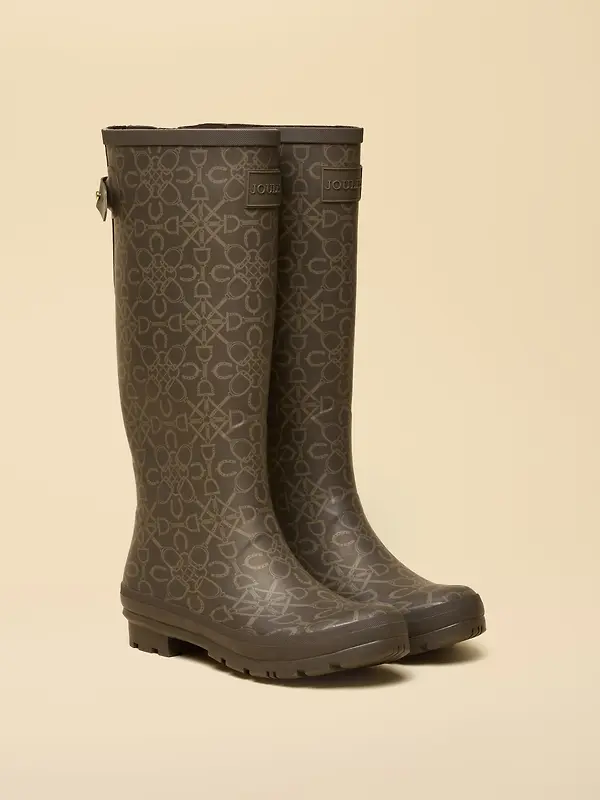 Joules Women's Adjustable Tall Printed Wellies - Brown Image 2