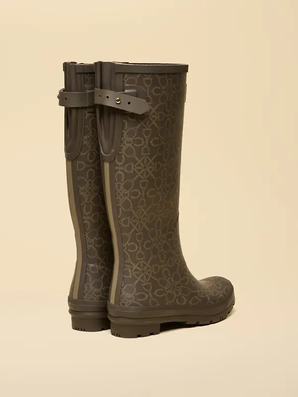 Joules Women's Adjustable Tall Printed Wellies - Brown Image 3