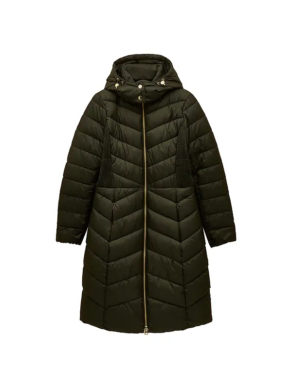 Joules Women's Pembury Showerproof Longline Hooded Coat - Khaki Green Image 1