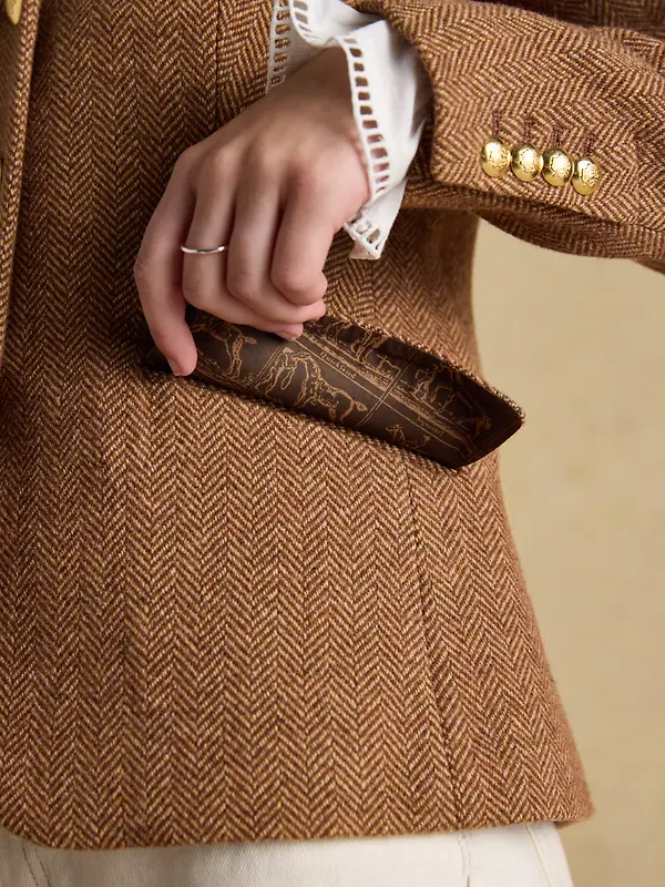Joules Women's Canterly Formal Tweed Suit Blazer - Brown Herringbone Image 10
