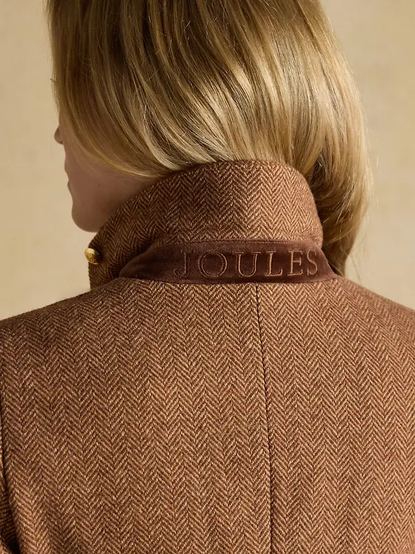 Joules Women's Canterly Formal Tweed Suit Blazer - Brown Herringbone Image 14