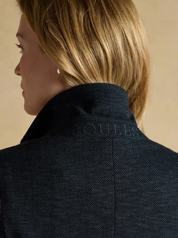 Joules Women's Albury Herringbone Jersey Tweed Blazer - Navy Image 11