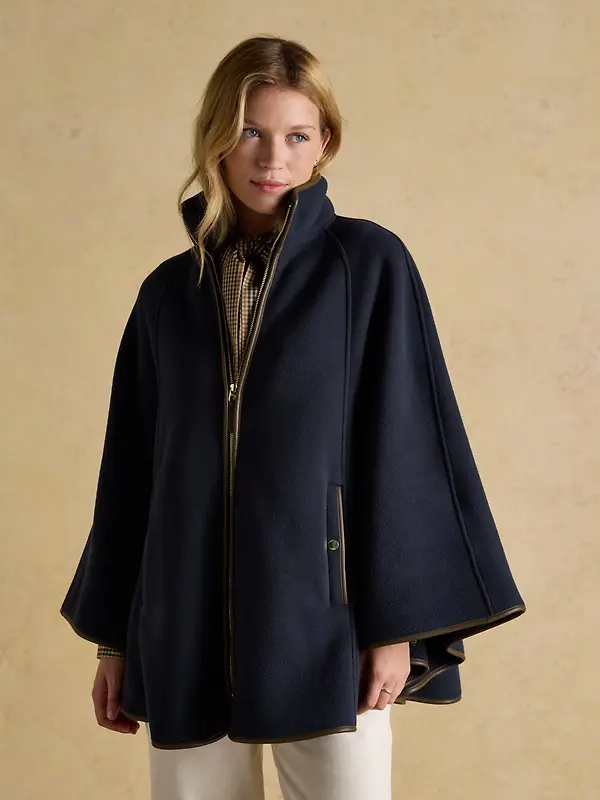 Joules Women's Heritage Fleece Longline Cape - Navy Image 2