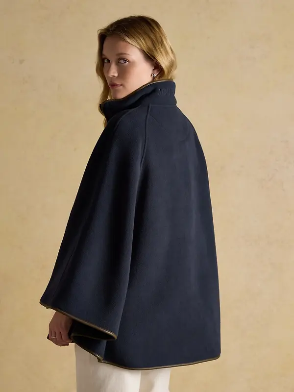 Joules Women's Heritage Fleece Longline Cape - Navy Image 3