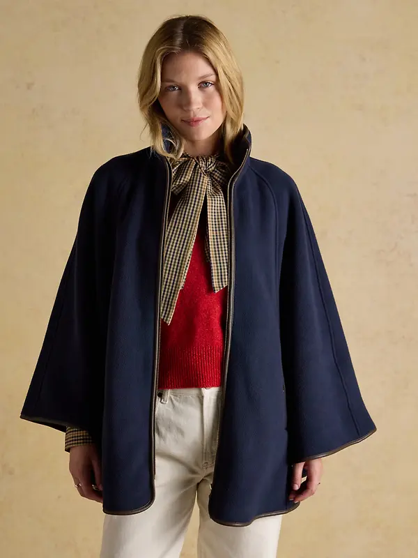 Joules Women's Heritage Fleece Longline Cape - Navy Image 4