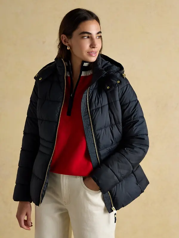 Joules Women's Hadlow Short Showerproof Padded Coat - Navy Image 6