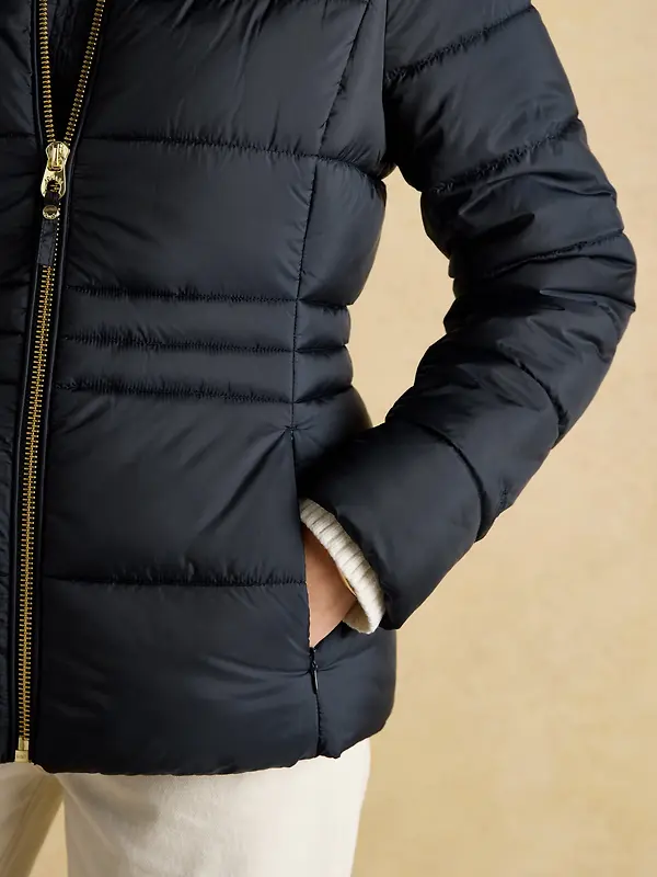 Joules Women's Hadlow Short Showerproof Padded Coat - Navy Image 9