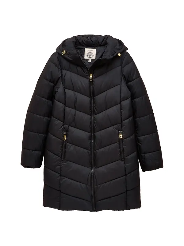 Joules Women's Moorsdale Mid Length Showerproof Padded Coat with Hood - Navy Image 1