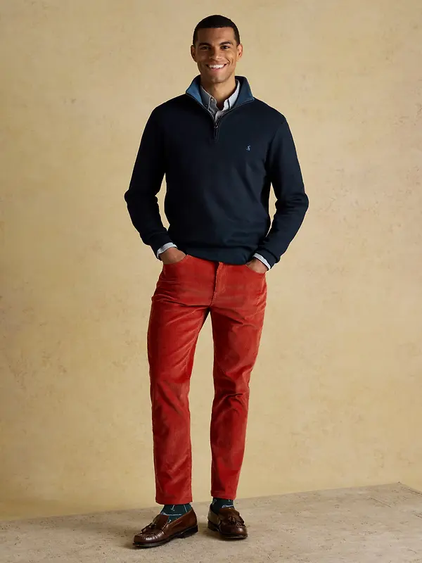 Joules Men's Alistair French Ribbed Knit Quarter Zip Sweatshirt - Navy Image 3