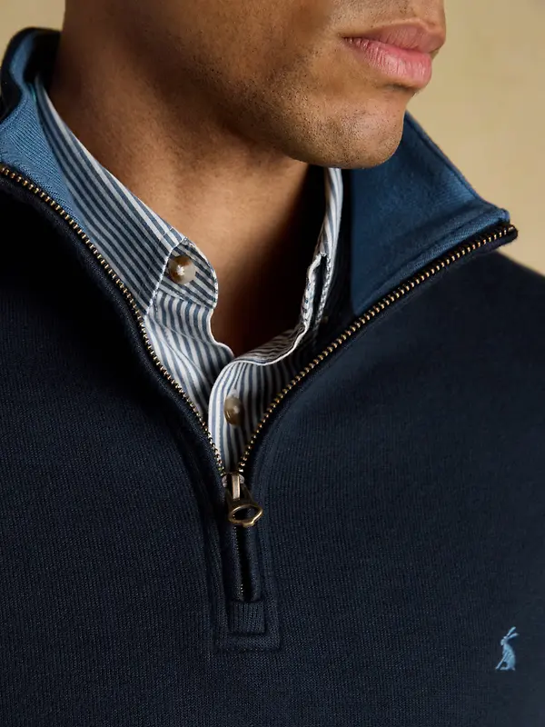 Joules Men's Alistair French Ribbed Knit Quarter Zip Sweatshirt - Navy Image 5