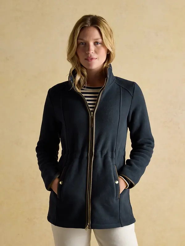 Joules Women's Heritage Longline Zip Up Polar Fleece - Navy Image 2