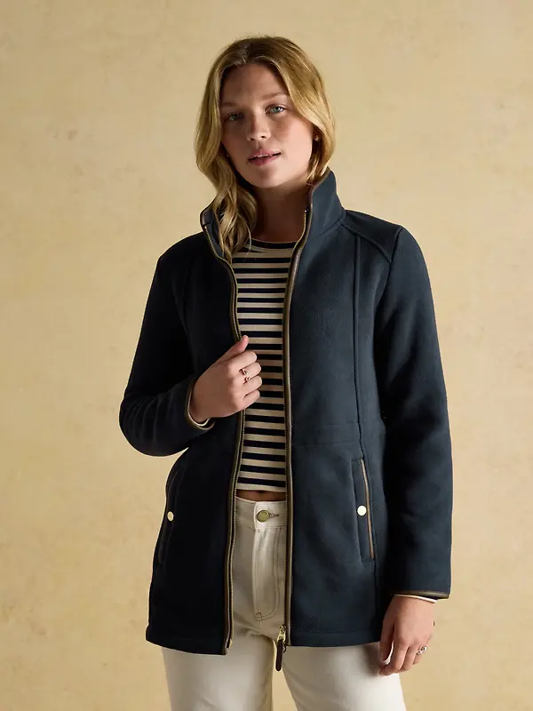 Joules Women's Heritage Longline Zip Up Polar Fleece - Navy Image 5