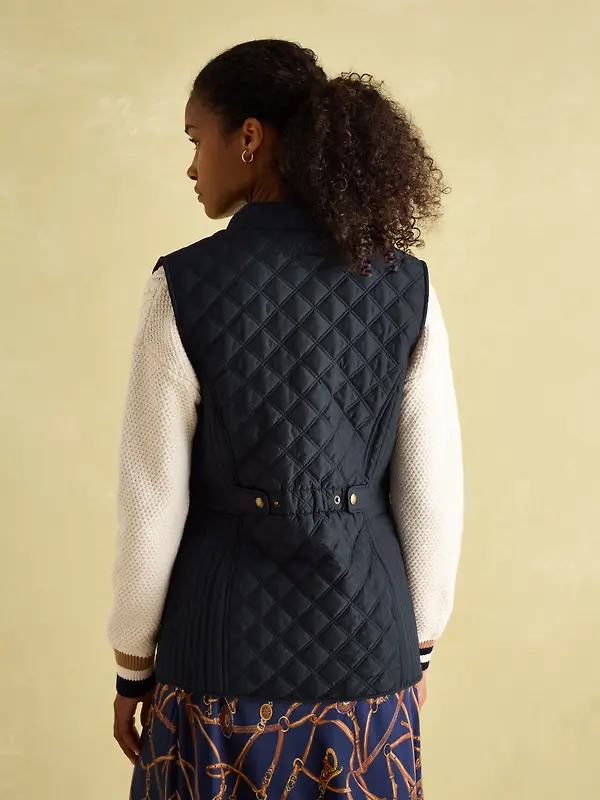 Joules Women's Minx Showerproof Diamond Quilted Gilet - Navy Blue Image 15